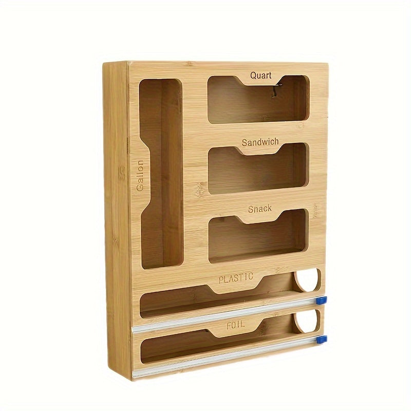 Bamboo Ziplock Bag and Wrap Organizer Set