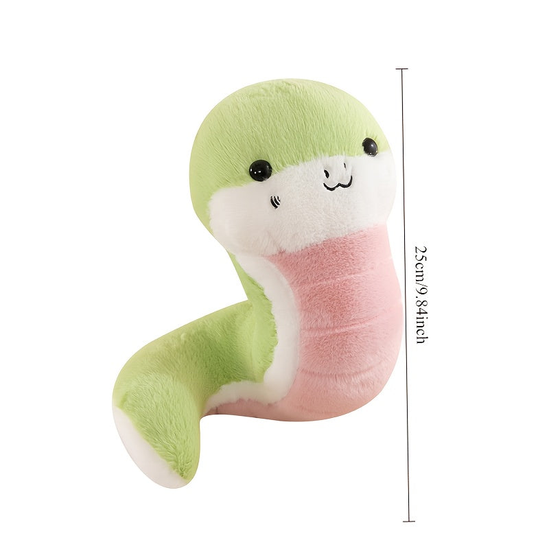Adorable Green Snake Plush Toy with Smiling Face