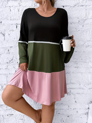 Women's Plus Casual Dress Colorblock Lace Bell Sleeve
