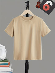 Breathable & Stretchy Boy's Solid T-Shirt for Summer