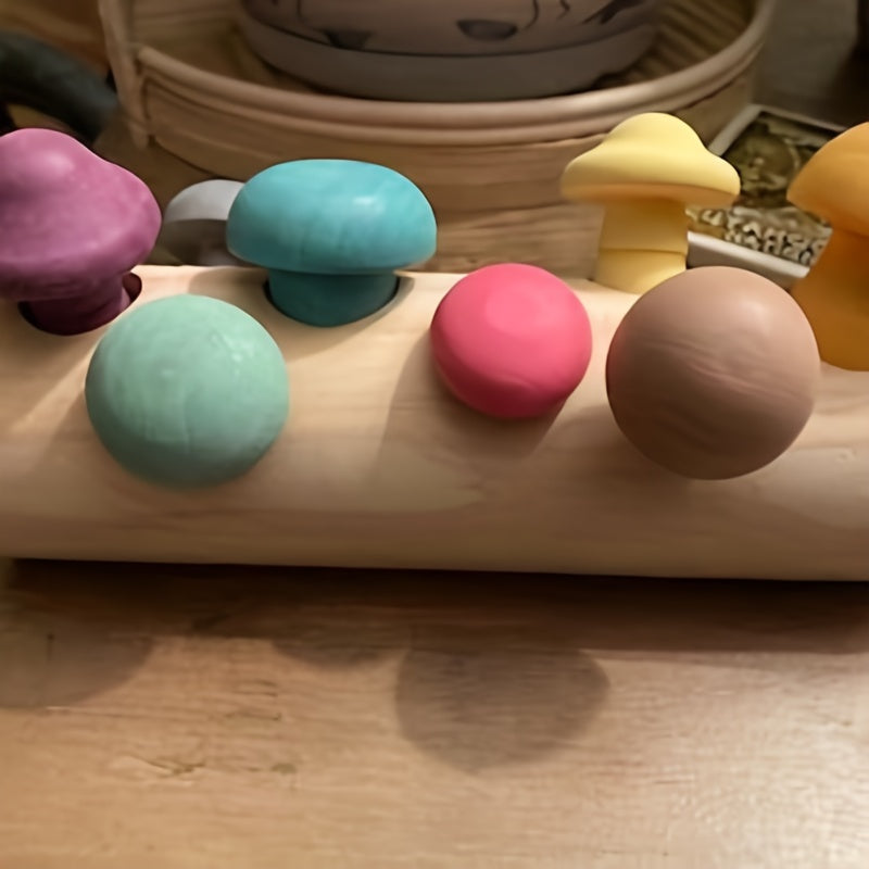 Wooden Macaroon Mushroom Toy for Babies