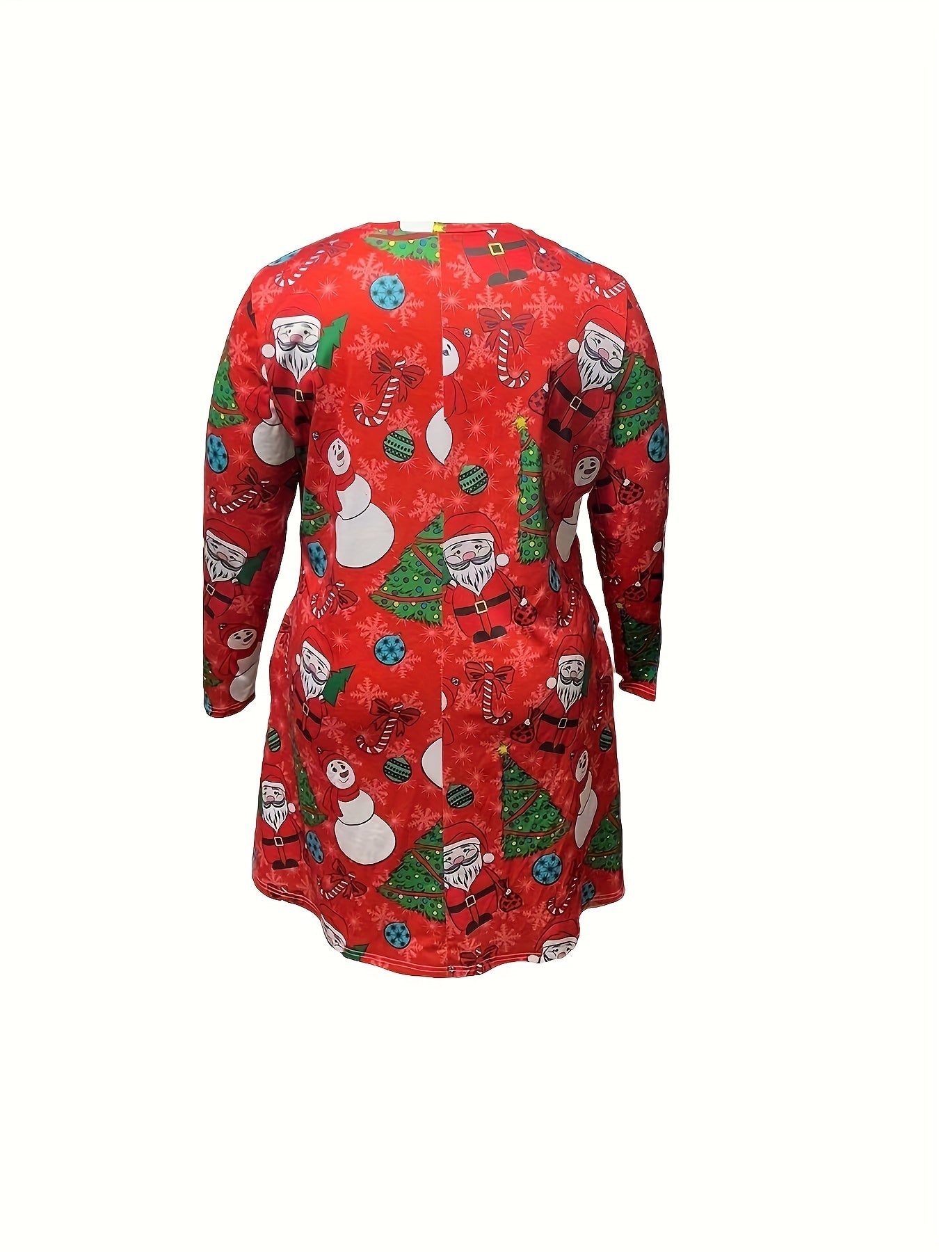  Christmas Casual Dress Women's Plus Christmas Tree & Snowman Print