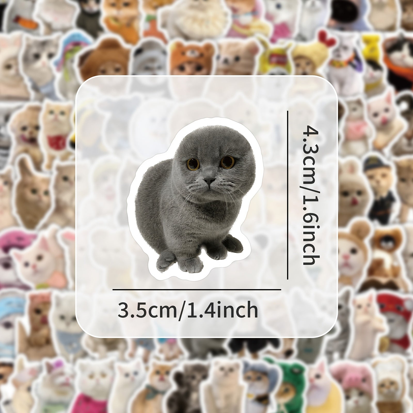 100pcs Kitten Sticker Pack for Laptops Phones Scrapbooks Water Bottles