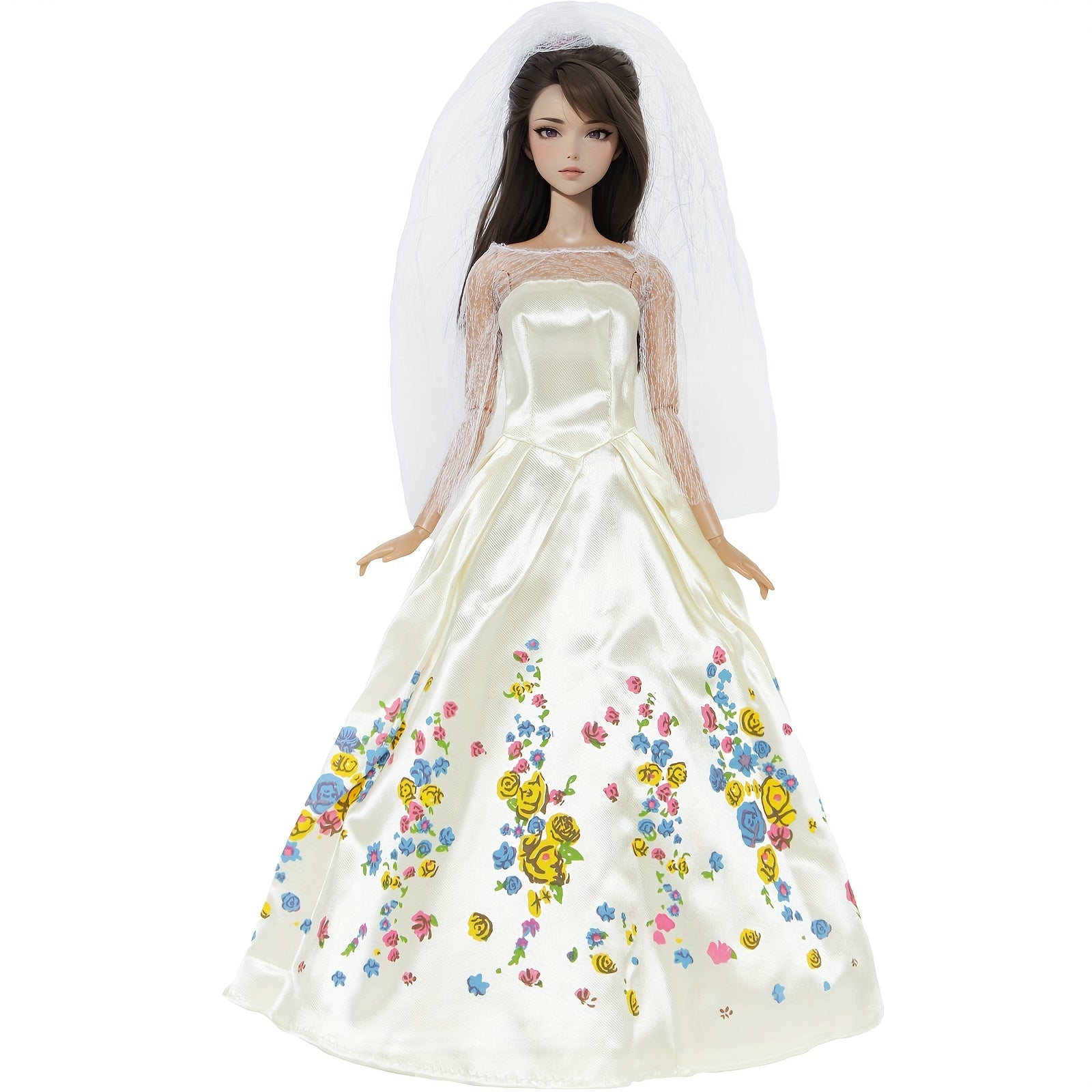 Doll Wedding Dress Lace Princess Party Prom Dress for 11.5-Inch Doll