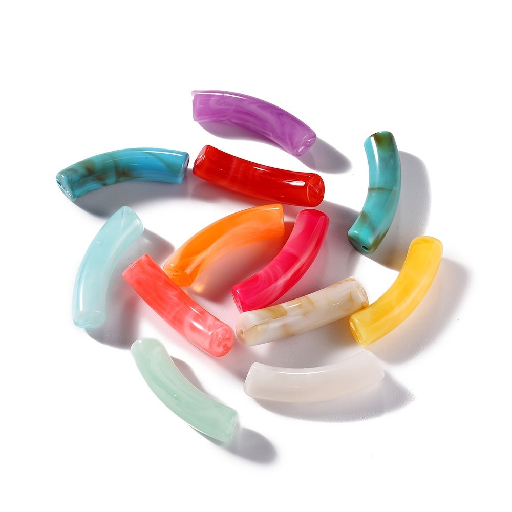 10pcs Two Tone Acrylic Curved Tube Beads for Women's Jewelry Making