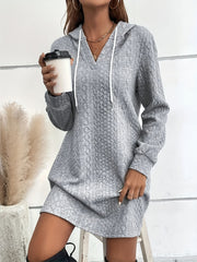  Casual Dress Women's Plus Solid Jacquard Hoodie Mini Dress