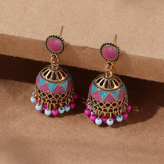 Indian Wind Drip Oil Colored Lantern Earrings
