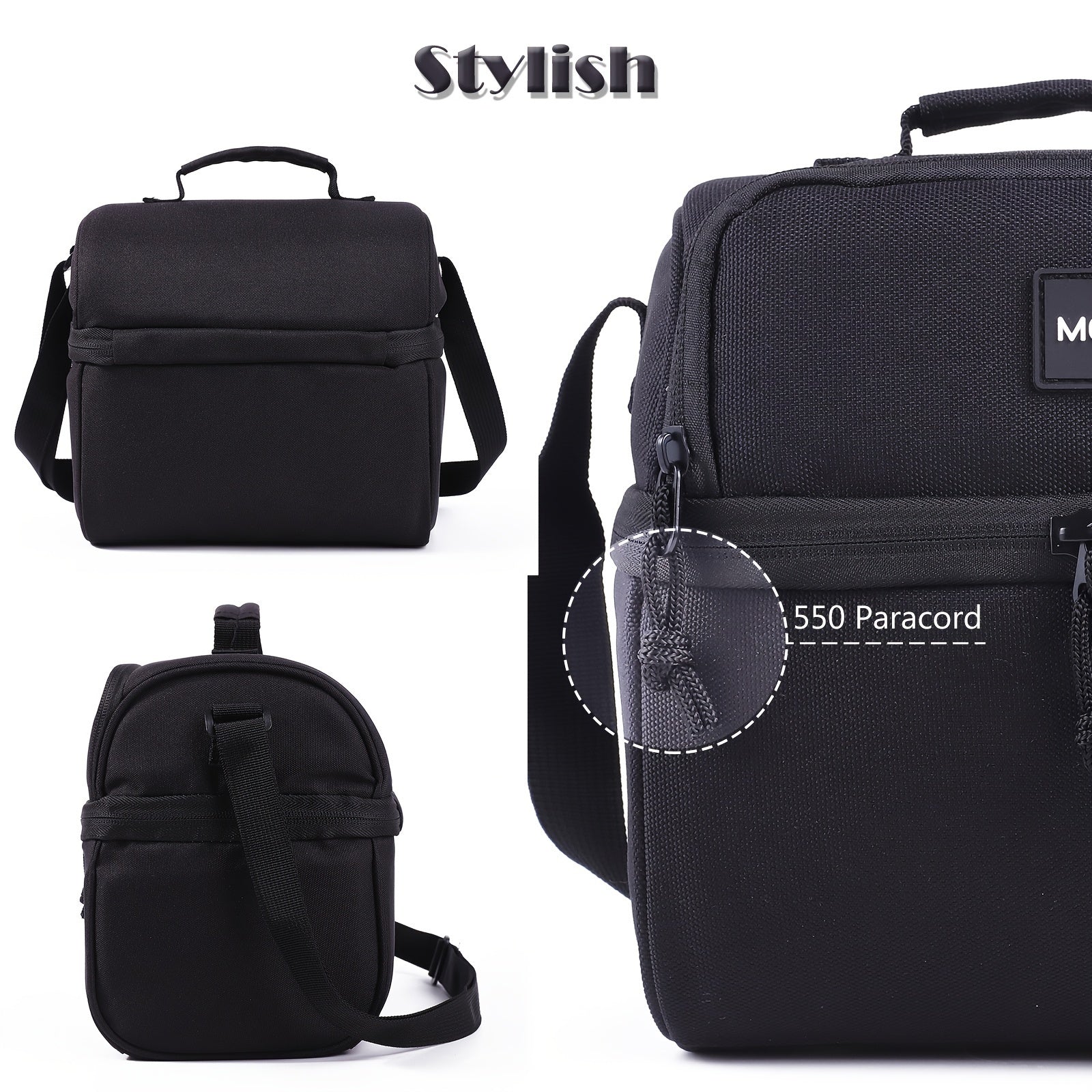 2 Compartment Lunch Bag Insulated Leakproof Shoulder Strap Work School Picnic
