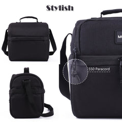 2 Compartment Lunch Bag Insulated Leakproof Shoulder Strap Work School Picnic