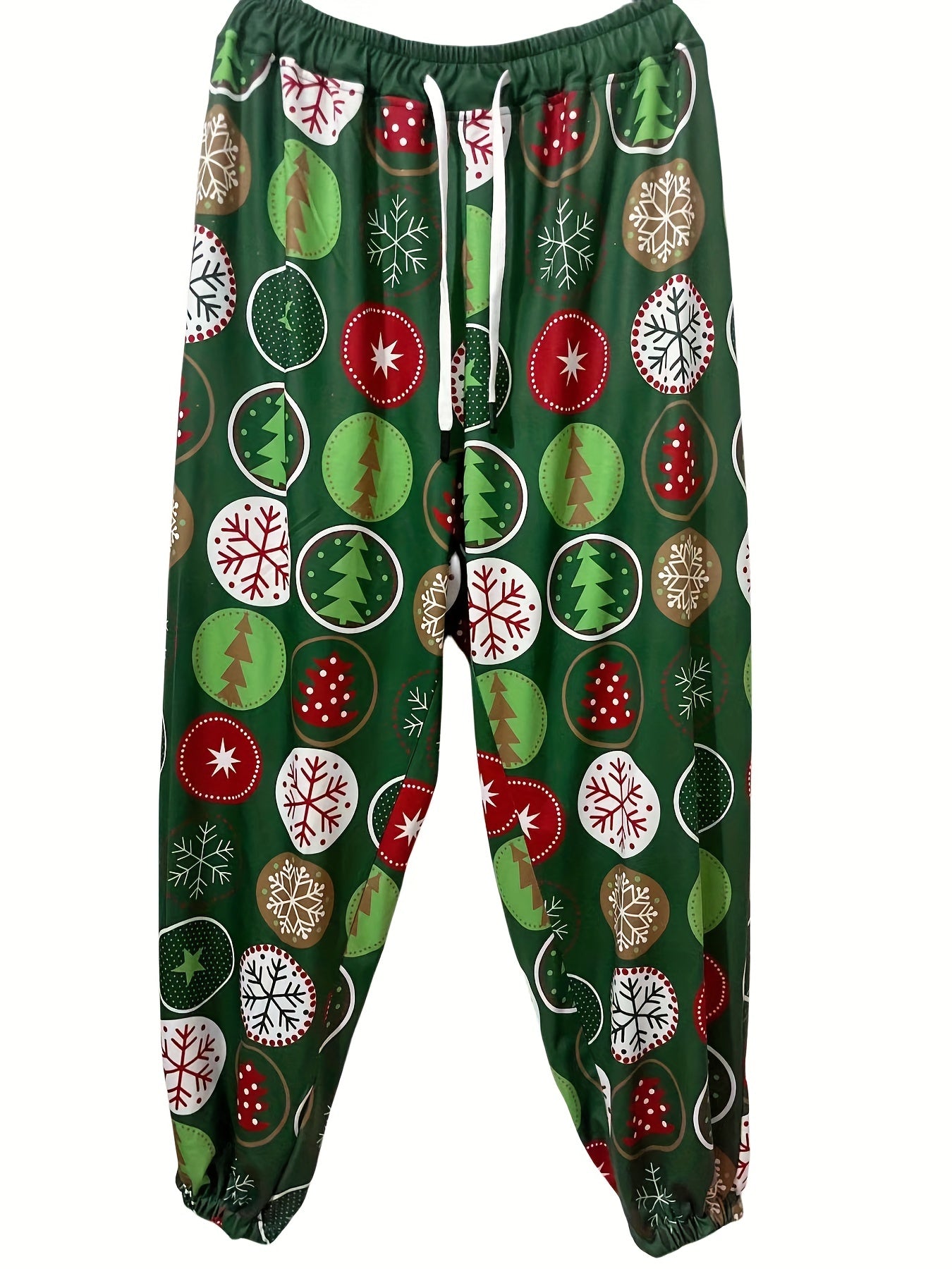 Women's Plus Christmas Tree & Snowflake Print Jogger Trousers