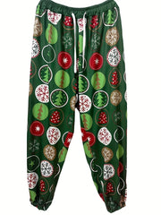 Women's Plus Christmas Tree & Snowflake Print Jogger Trousers