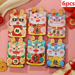 6 12pcs Dragon Year Red Envelope Cartoon 3D Lucky Universal Red Envelope