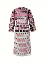  Colorblock Geometric Print Dress & Pants Outfits 2 Piece Set