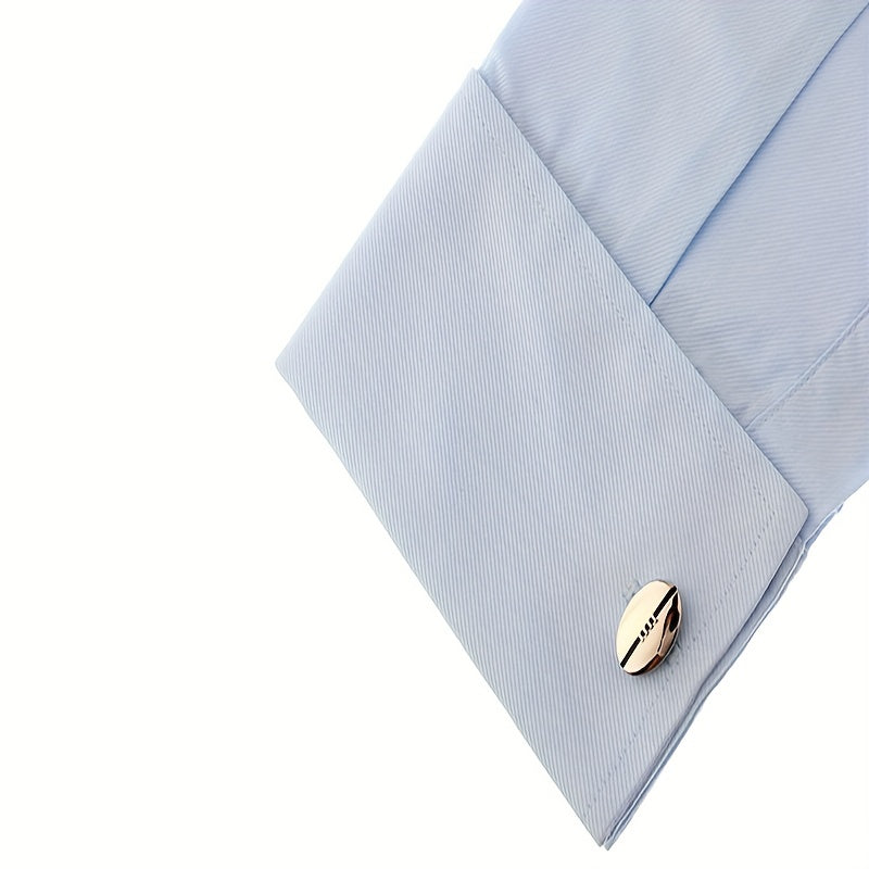 Sports Series Oval Round Corner Rugby Shape Cufflinks