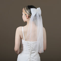 Butterfly Bow Bridal Veil Polyester Tulle Wedding Head Veil