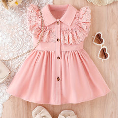 Baby Girls Ruffle Lace Trim Sleeveless Dress