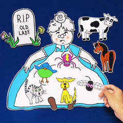 Red Felt Storytelling Pieces 'Old Lady Who Swallowed a Fly'