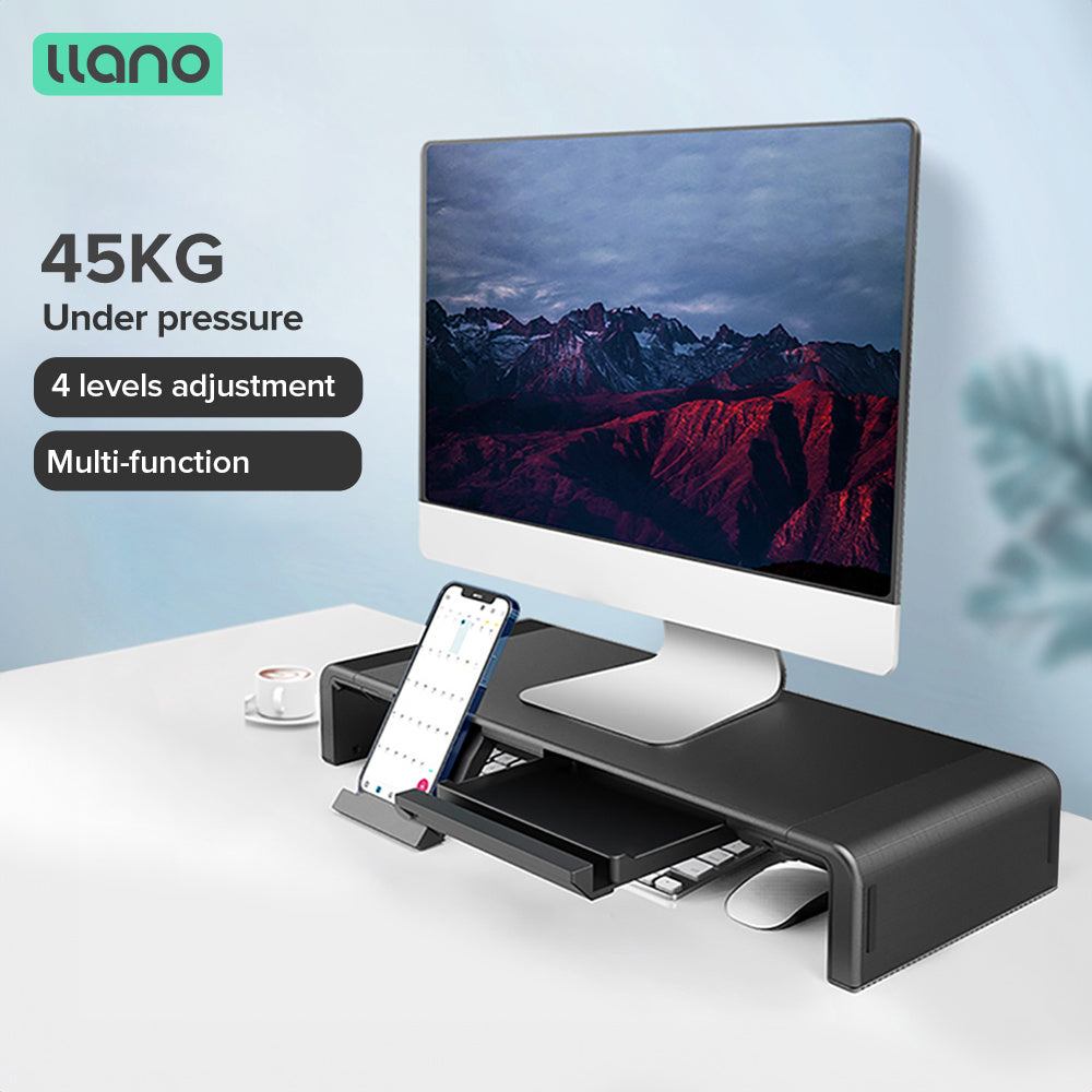 LLANO Desktop Computer Stand, Adjustable, Holds up to 45kg