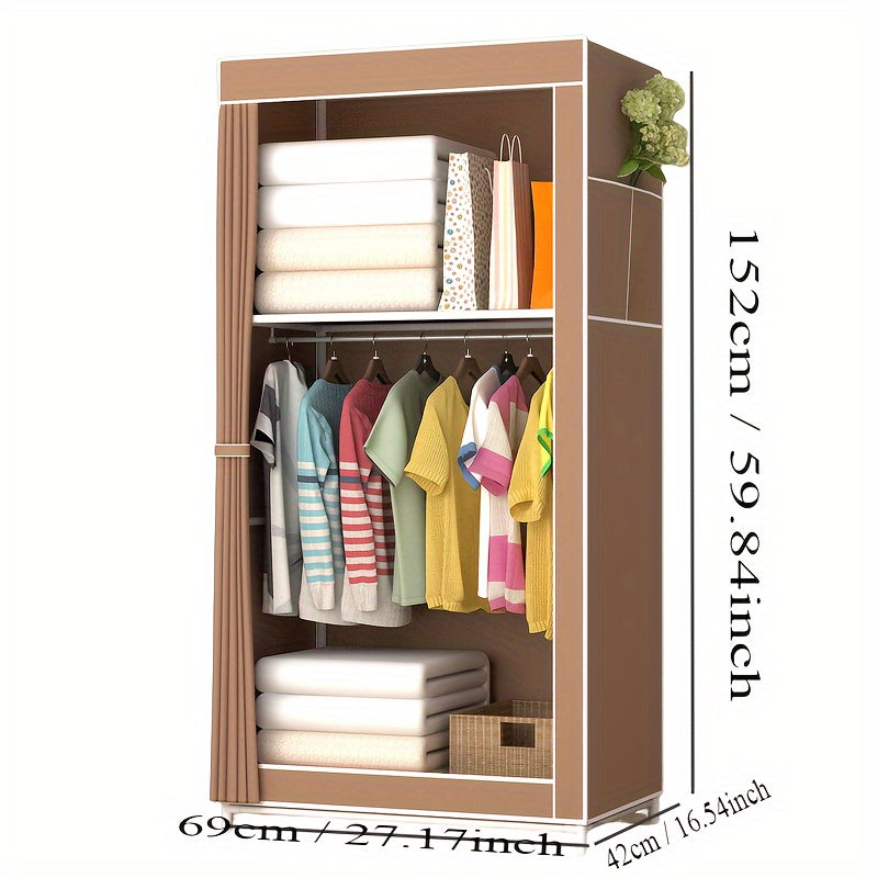 2-layer Clothing Storage Cabinet - Easy to Assemble Storage Wardrobe - 3 Colors