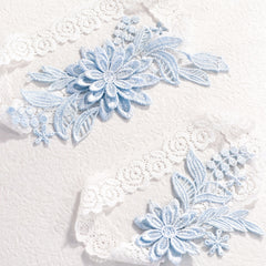 2pcs Lace Floral Stretch Leg Garter Set Bridal Accessories