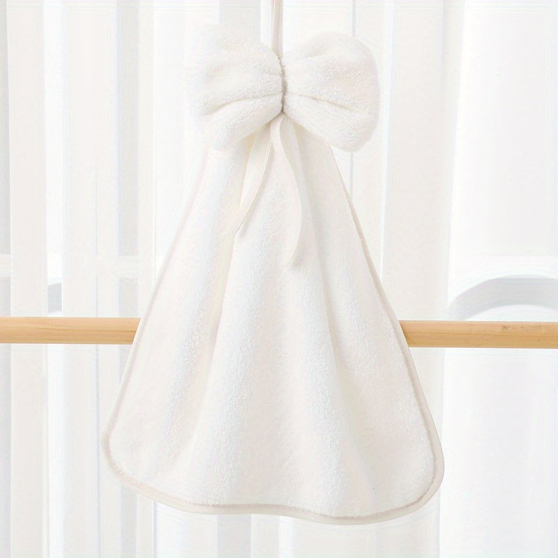 Bowknot Hanging Towel Coral Fleece Quick Drying Fingertip Towel