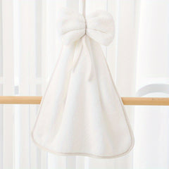 Bowknot Hanging Towel Coral Fleece Quick Drying Fingertip Towel