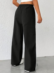 Women's Plus Stripe Print High Rise Wide Leg Trousers
