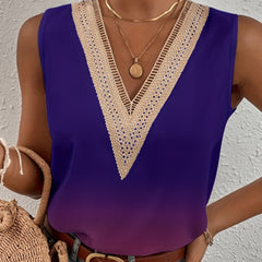 Lace Trim Tank Top Gradient Sleeveless Summer Top