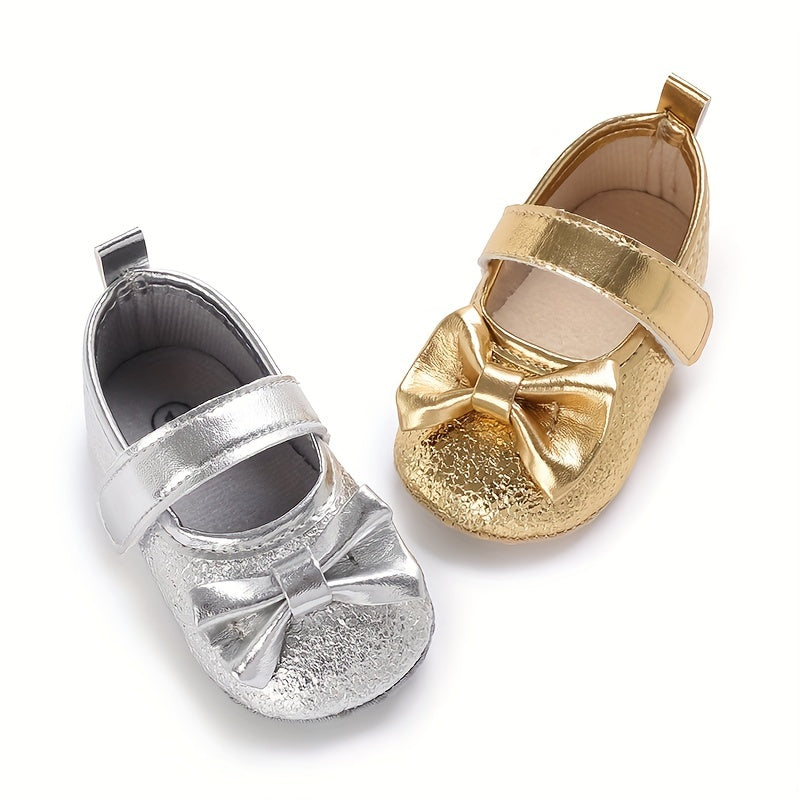 Baby Girls Bowknot Walking Shoes Non Slip Soft Flat Sole Shoes