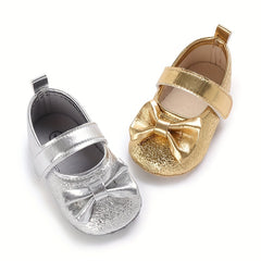 Baby Girls Bowknot Walking Shoes Non Slip Soft Flat Sole Shoes