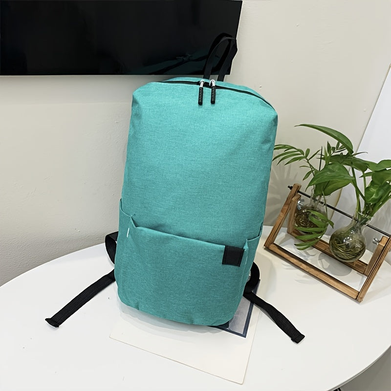 Lightweight Canvas Backpack Solid Daypack Casual Zipper Travel Bag
