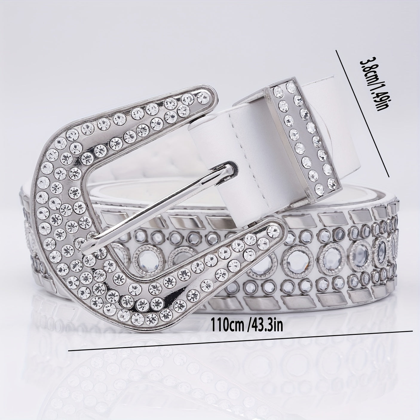 Rhinestone Belt Men's Faux Diamonds Leather Belt