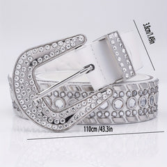 Rhinestone Belt Men's Faux Diamonds Leather Belt