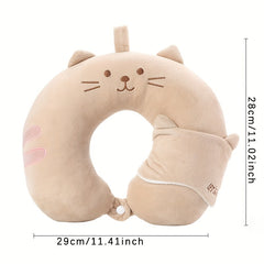 Cartoon Headrest Set with Eye Cover Travel Neck Pillow