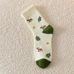 Floral Print Mid Tube Socks for Women