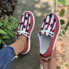 Women's Stars Pattern Canvas Shoes Casual Lace Up Outdoor Shoes Lightweight