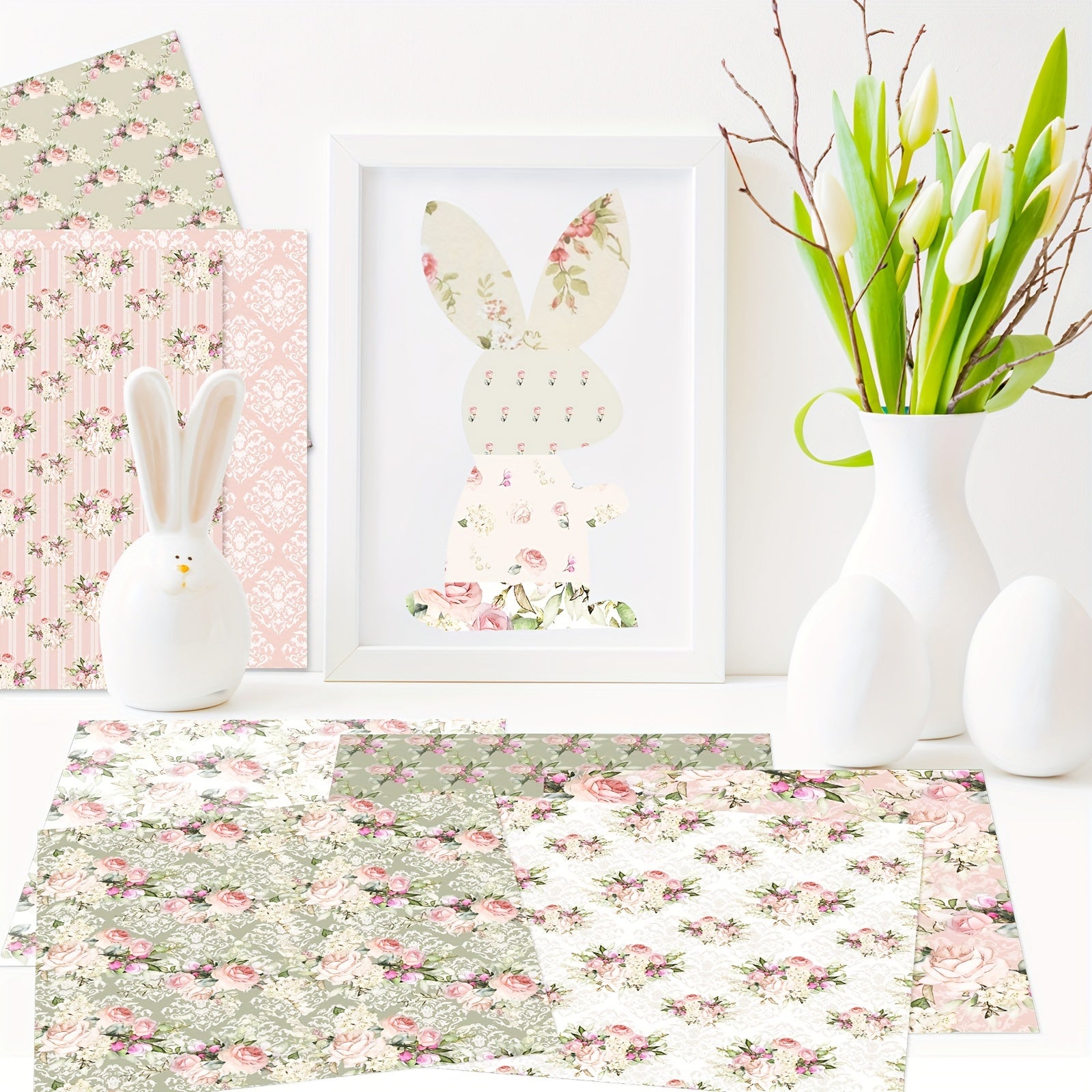 12pcs Flower Series Scrapbook Paper Background DIY Photo Album Art Card