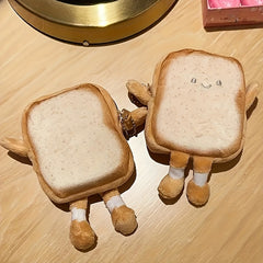 Cartoon Toast Shaped Coin & Earbud Pouch Portable Storage Bag