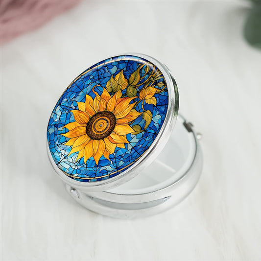 Sunflower Pill Box 3 Compartment Portable Medicine Organizer