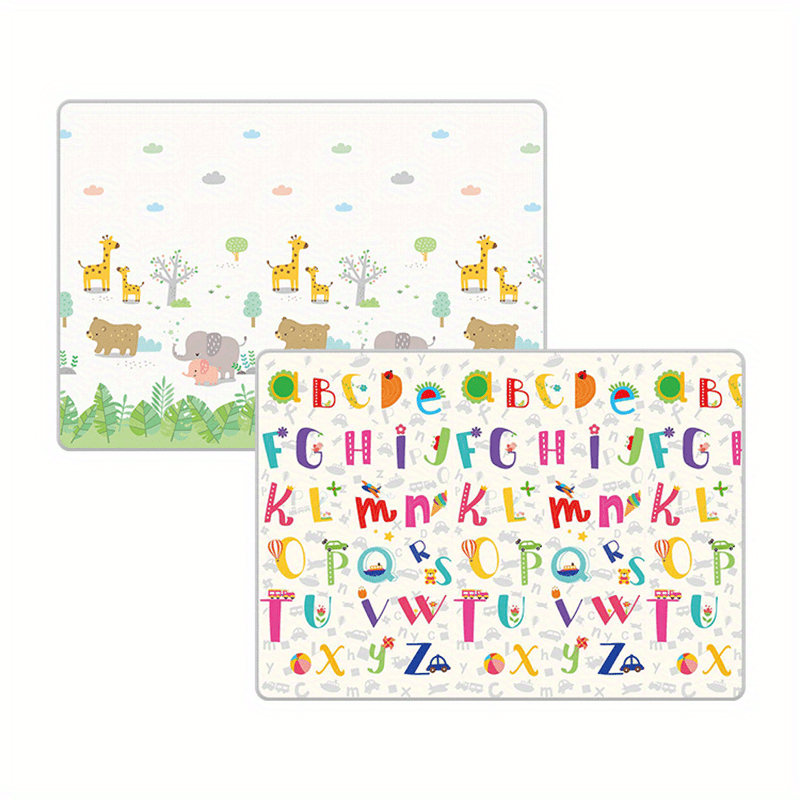 Double Sided Cartoon Crawl Mat for Kids - Easy to Clean