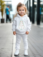 Christmas Tree Print Hoodies Pants Set for Spring Fall Sports