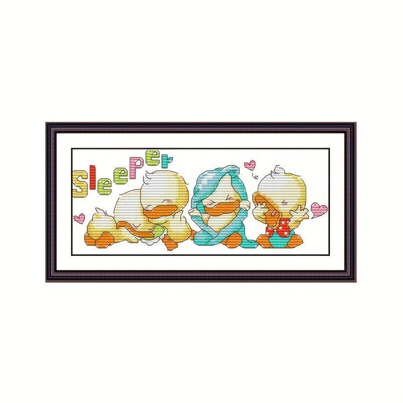 Sleeping Duck Cross Stitch Kit, DIY Handwork Embroidery Set