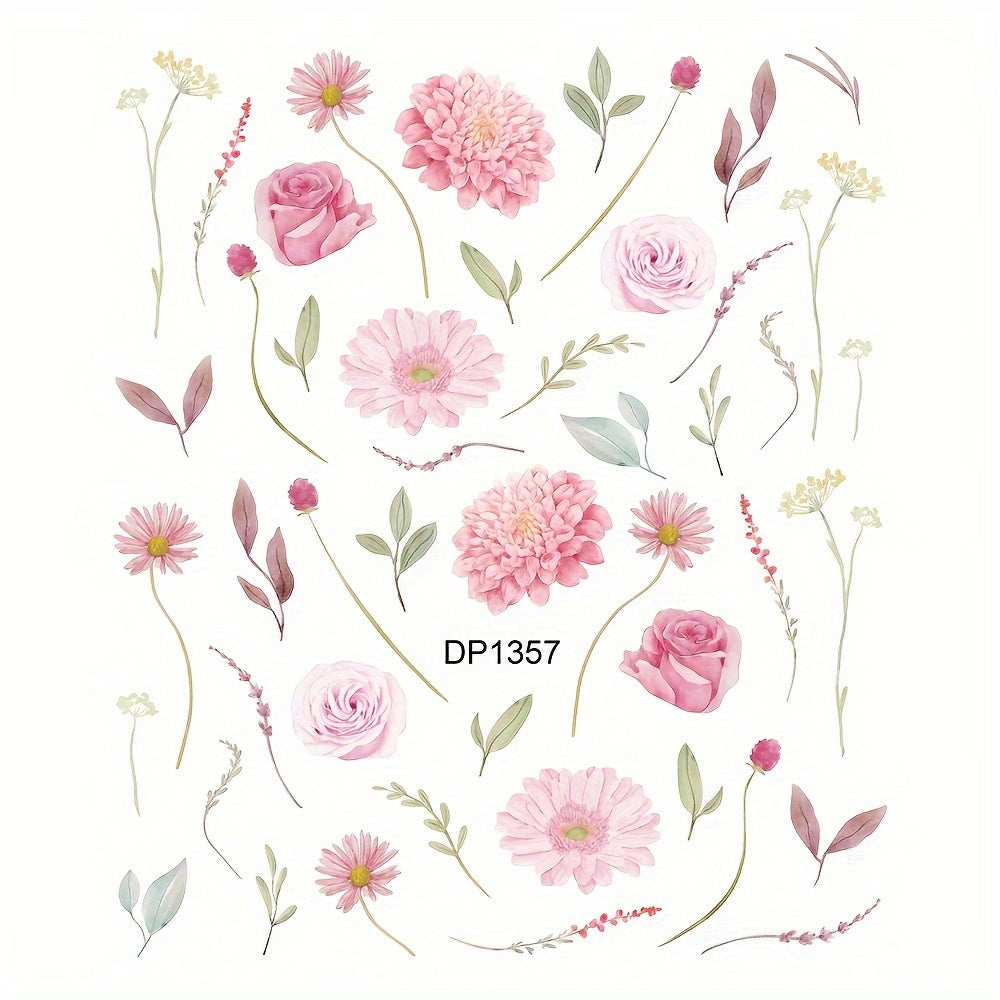 50 Small Flower Leaf Nail Resin Craft Decal Stickers DIY Decor