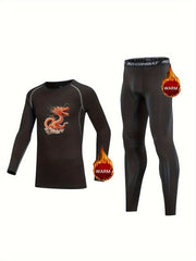 2pcs Kids Cartoon Dragon Pattern Compression Fleece Sets