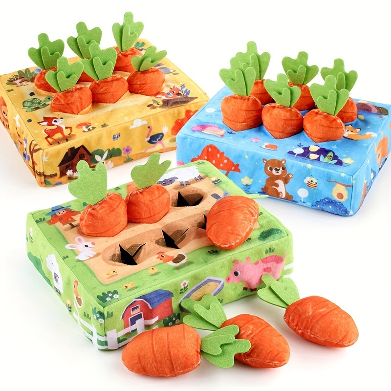 Baby Plush Toy Bite Radish Cloth Book Box Jungle Farm Matching Radish Toy