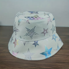 Star Print Bucket Hat Hip Hop Basin Hat Lightweight Foldable Fisherman Cap
