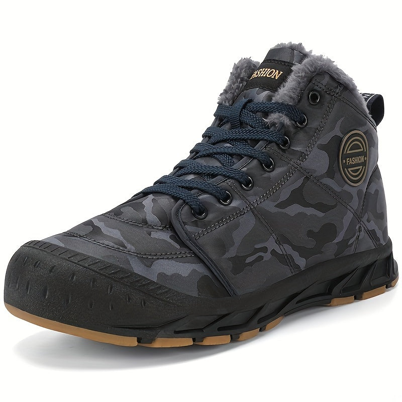 Men's Snow Boots Warm Cozy Non slip Ankle Boots Plush Comfy Outdoor Hiking Shoes