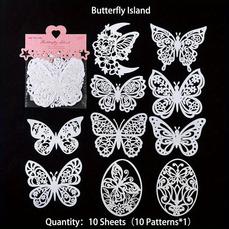 10 Sheets Vintage Hollow Out Lace Scrapbook Paper Card Non Sticky