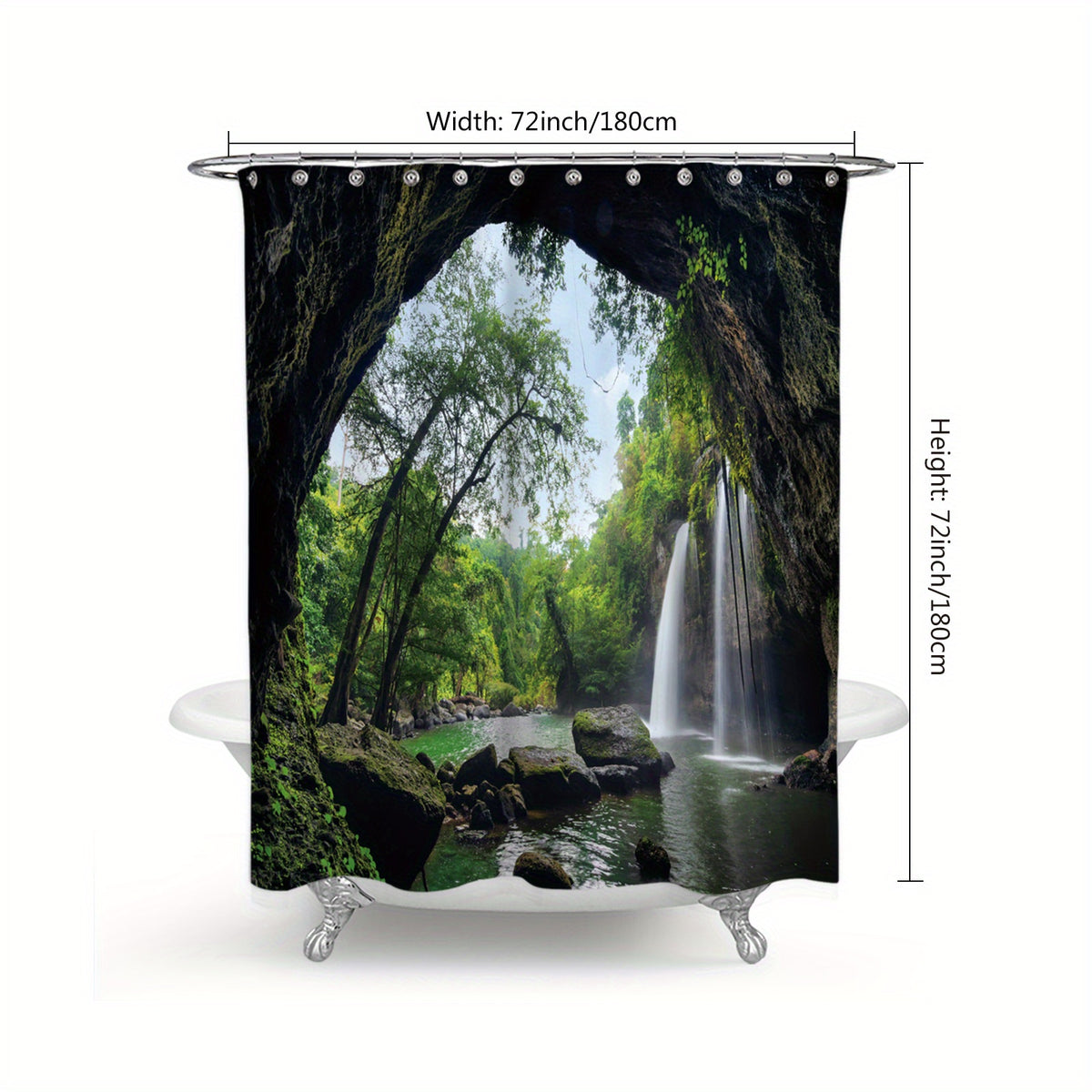 Waterfall Shower Curtain Polyester Waterproof Heat Insulation Bathroom Partit