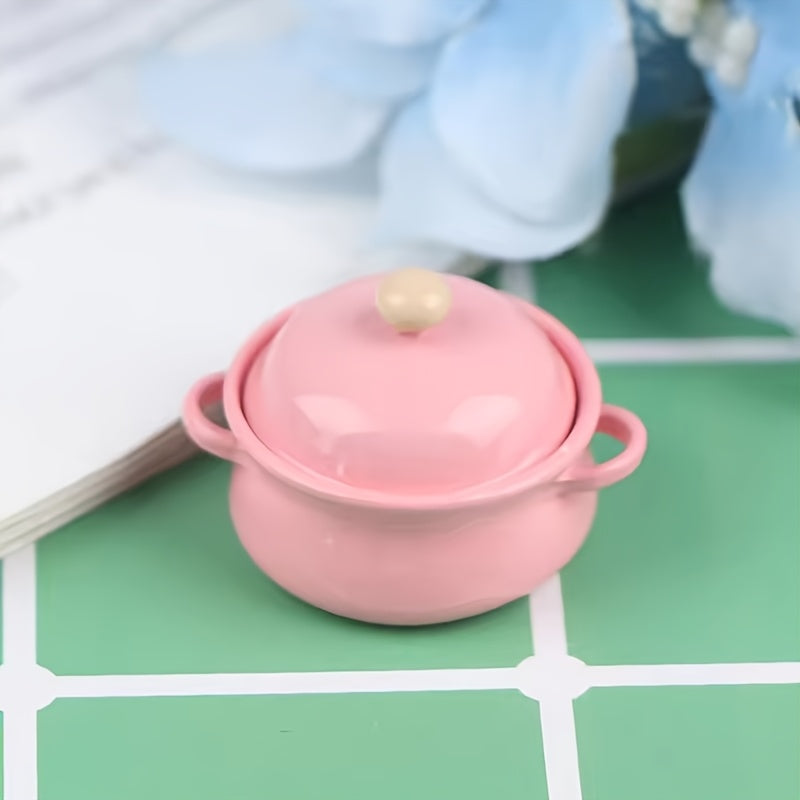 Mini Alloy Soup Pot Dollhouse Accessory for DIY Decoration Micro Landscape